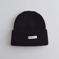 thumbnail image 2 of SuTry Boys Girls Solid Color Knit Print Beanie Hat Warm Thermal Fall Winter Casual Everyday Stocking Cap for Kids(Black,0-15 Years), 2 of 4