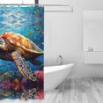 thumbnail image 2 of Shower Curtain, Colorful Underwater Sea Turtle Waterproof Fabric Plastic Shower Curtain, Drying Fast Bathroom Curtain with 9 Buttonholes, Ruffle Shower Curtain 60x72in, 2 of 8