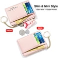 thumbnail image 4 of Slim RFID Blocking Card Holder Small Front Pocket Wallet Keychian Zipper Coin Purse Minimalist Card case wallet for Women, 4 of 7
