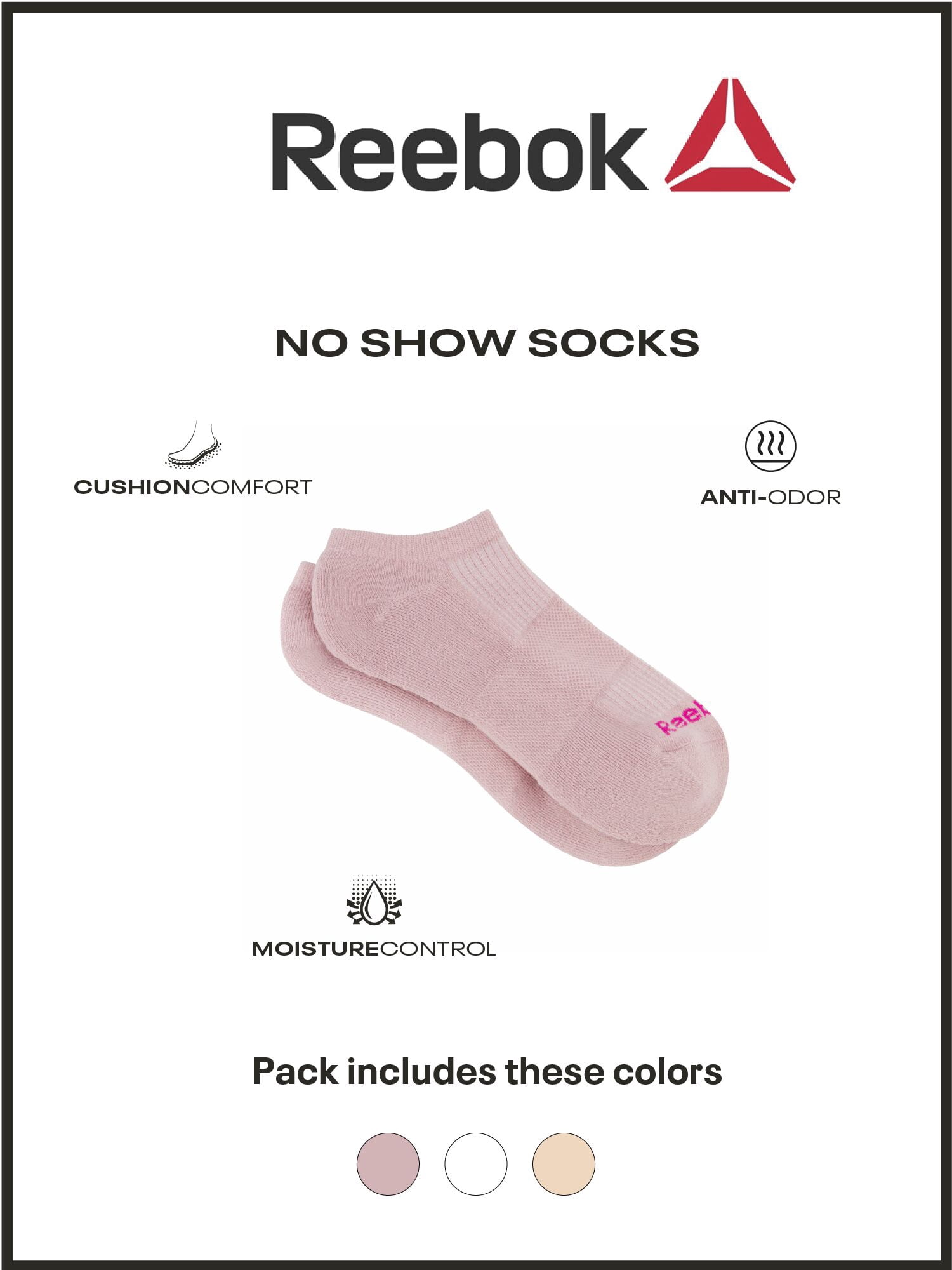Reebok Women’s Cushion No Show Socks, 10 Pack, Size 4-10