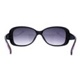 thumbnail image 2 of Kids Size Girls Classic 90s Designer Style Wrap Rounded Rectangle Sunglasses Black Fuchsia Flower Arm, 2 of 4