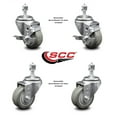 thumbnail image 2 of 3 Inch Gray Polyurethane Wheel Swivel ½ Inch Threaded Stem Caster Set 2 Brakes, 2 of 2