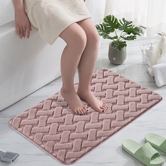 Water Absorbent Bath Mat Furry Bathroom Floor Rug 16x24 Soft Memory Foam Non Slip Doorway Foot Mat Quick Dry Washable Velvet Microfiber Carpet For Tub Shower Sink Entry