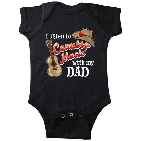 

Inktastic I Listen to Country Music with my Dad Guitar and Hat Gift Baby Boy or Baby Girl Bodysuit