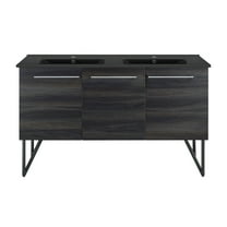 Annecy 60 in. Black Walnut, Double Basin Bathroom Vanity With Black Artificial Stone Sink Top