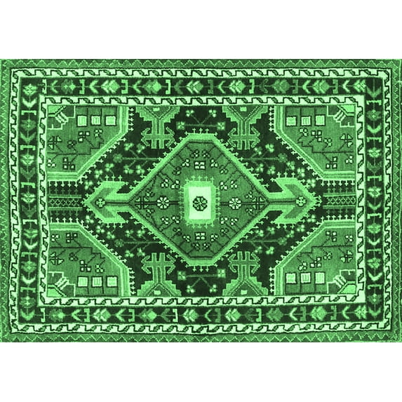 Ahgly Company Indoor Rectangle Medallion Emerald Green Traditional Area Rugs, 6' x 9'