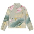 thumbnail image 4 of Jackets for Women Winter Coat Jackets Flannel Stand Collar Jacket(Chinese Lotus,Size:S-4XL), 4 of 7