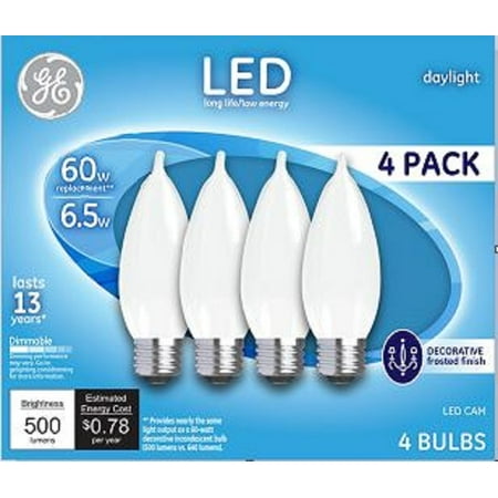 General Electric Ge Led 7w Dayl Medbse Wht Deco 4pk