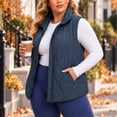 thumbnail image 5 of Plus Size Vest for Women Baeitkot Solid Color Zip Up Sleeveless Outerwear with Pockets Warm Casual Streetwear Navy L, 5 of 8
