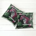 thumbnail image 5 of Ambesonne Leopard Throw Pillow Cover Pack of 2, Abstract Jungle Wild Cat, 2 Pcs-36"x36", Emerald Magenta and Black, 5 of 5