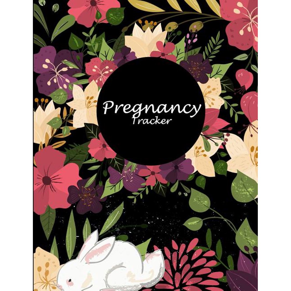 Pregnancy Tracker Black Floral Design, Pregnancy Record Book Large