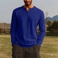 thumbnail image 5 of Mens Henley T-Shirts Long Sleeve Pullover Shirt Casual Heavyweight Button Shirts Basic Tees Blue 3XL, 5 of 5