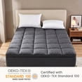 thumbnail image 4 of WISHEAD King Mattress Topper, Plush Pillow Top Mattress Pad, 700 GSM Down Alternative Fill, Cooling 400TC Breathable Cover, Deep Pocket Up to 21", Dark Gray, 4 of 7