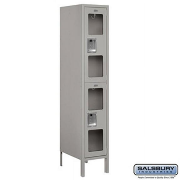 Salsbury S-62158GY-U 1 x 5 x 18 in. Double Tier See Through Metal Locker, Gray - Unassembled