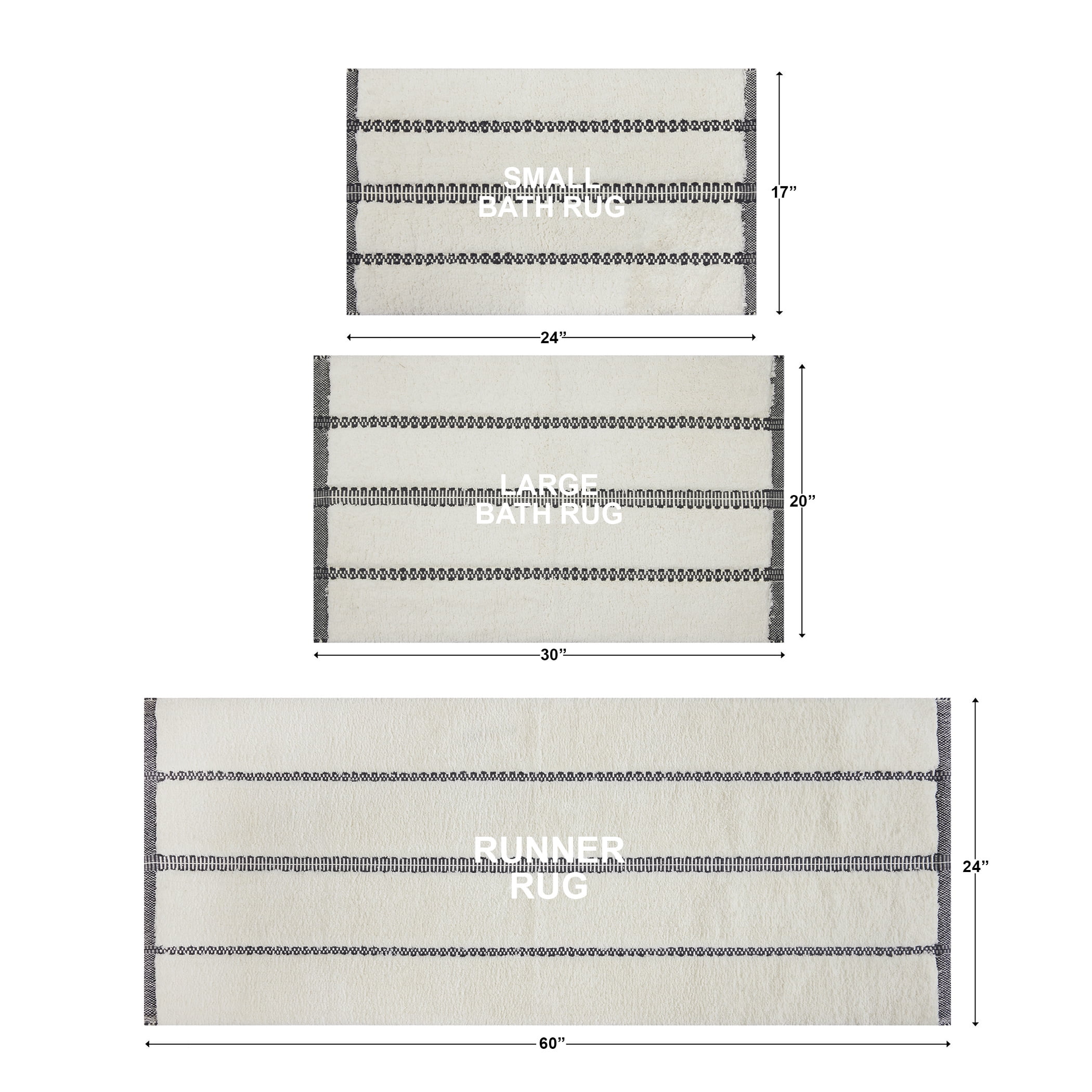 Better Homes & Gardens Atlas Stripe Bath Runner Rug, Grey Shadow & Vanilla Dream, 24" x 60"