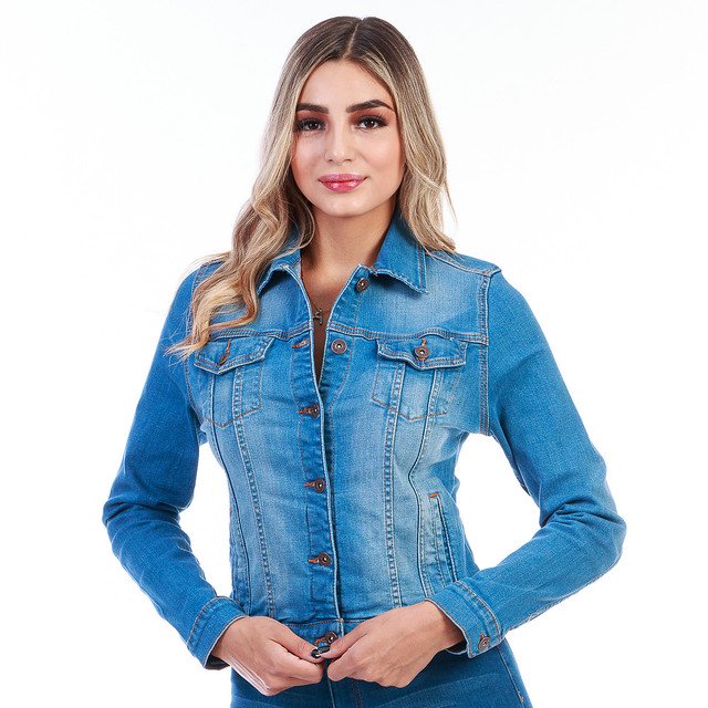 Chamarra De Mezclilla Stretch Para Mujer Azul Claro Opp´s Jeans Opps Jeans Chamarra Azul Claro Dama