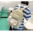 thumbnail image 3 of Tool Bag Preppy Green School Backpack with Lunch Box, 5 Piece Cute Canvas Backpack Set, Plaid Aesthetic Laptop Bag, with Cute Pendant, 3 of 4