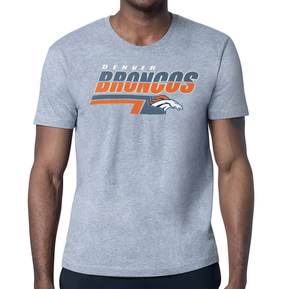 Men's Starter Heather Gray Denver Broncos Logo Push Graphic T-Shirt