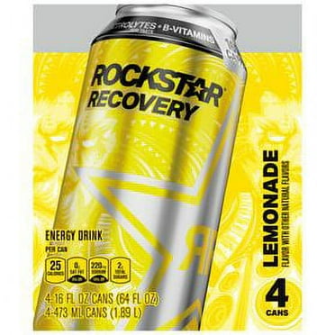 Rockstar Recovery Lemonade Energy Drink, 16 fl oz, 4 Pack Cans