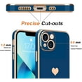 thumbnail image 3 of Compatible with iPhone 13 Case for Girl Women Cute Love-Heart Luxury Bling Plating Soft Back Cover Raised Camera Protection Bumper Silicone Shockproof Phone Case for iPhone 13, Royal Blue, 3 of 14