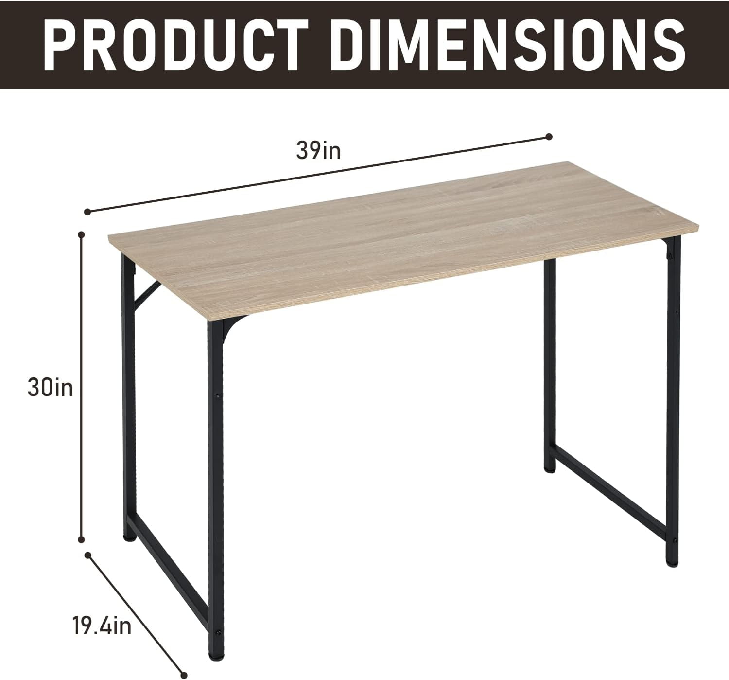 BestOffice 39.4 inches Computer Desk,Modern Simple Style PC Desk with Metal Frame，Nature