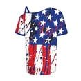 thumbnail image 3 of SELONE Heart Shirts for Women 4th of July Star Stripe Tops One Shoulder Short Sleeve Clothes Patriotic Graphic Wear, 3 of 4