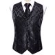 thumbnail image 2 of Hi-Tie-Chaleco de seda negro para hombre, conjunto de gemelos y pañuelo con corbata de Jacquard de Cachemira, chaleco Formal de negocios sin mangas con cuello en V, 2 of 5