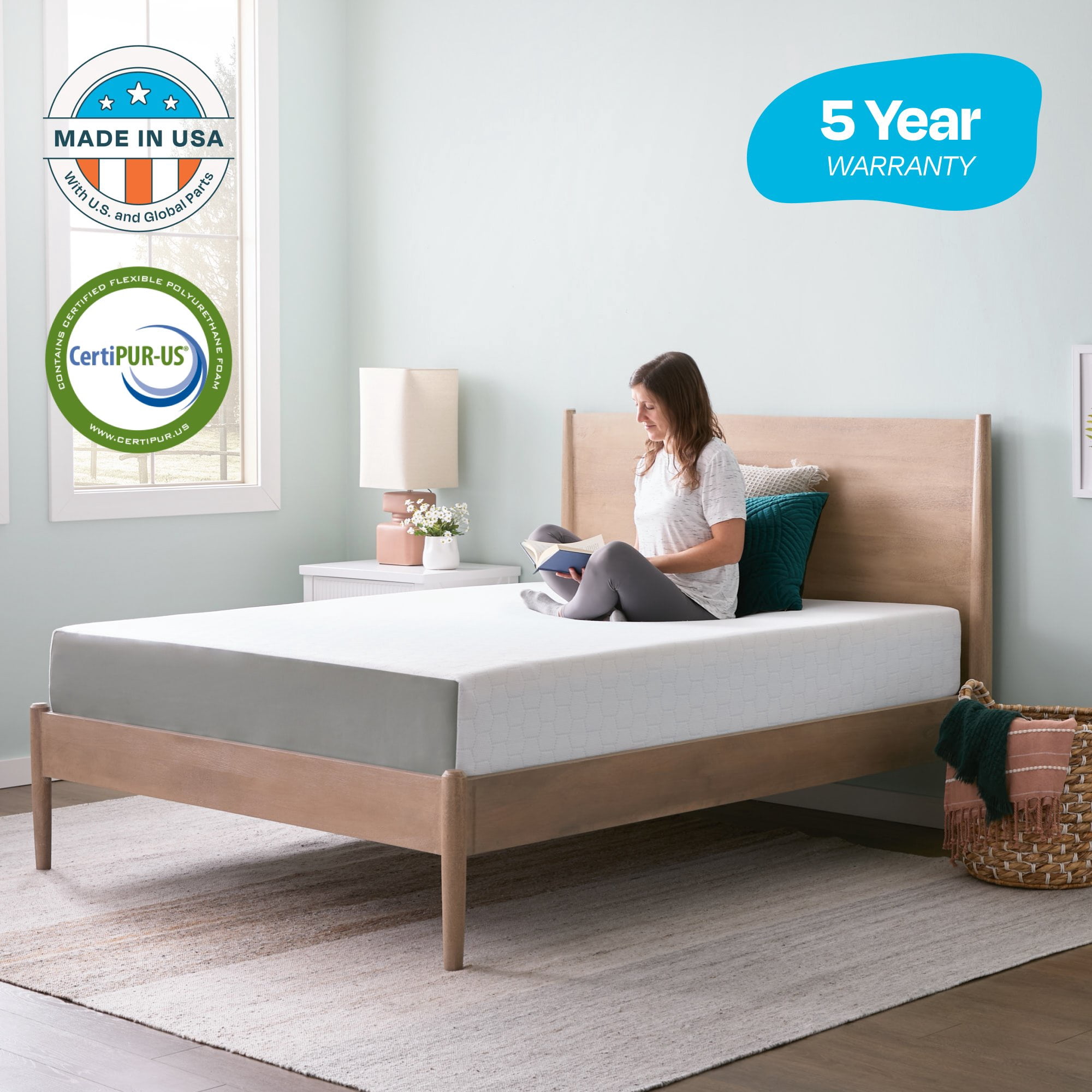 Linenspa Eden 10” Green Tea Memory Foam Mattress with Cooling Gel, Twin