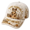 thumbnail image 4 of Clearance Hotyverty Halloween Ghost Baseball Cap, Happy Haunting Patchwork Ghost Pumpkin Commemorative Vintage Baseball Cap Adjustable Cotton Dad Hat Halloween Gift for Women Men, White, 4 of 9