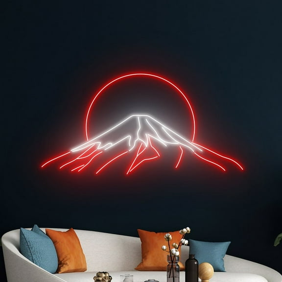 Handmadetneonsign Fuji Mountain Led Sign, Moon Mountain Neon Sign, Fuji Mountain Neon Sign