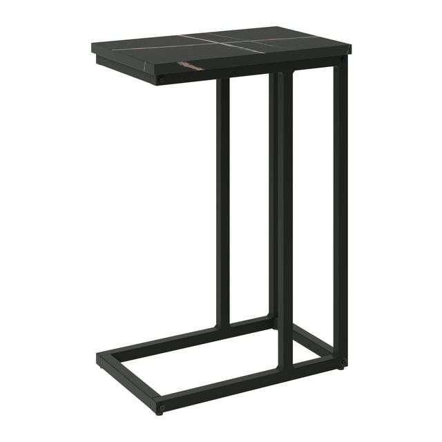 Kris & Alley Modena Engineered Wood Top Contemporary Narrow C-Shaped Side Table with Coated Steel Base