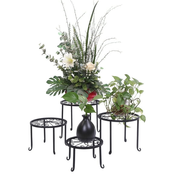Topcobe Metal Plants Stand Flowerpot Holder Iron Art Pot Holder, Flower Pot Supporting Indoor Outdoor Garden Pack of 4pcs with Different Size