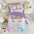 thumbnail image 3 of Twin Size Rainbow Star Comforter Set for Girls Kids Colorful Unicorn Bedding Sets Blue Purple 3 Pieces, 3 of 6
