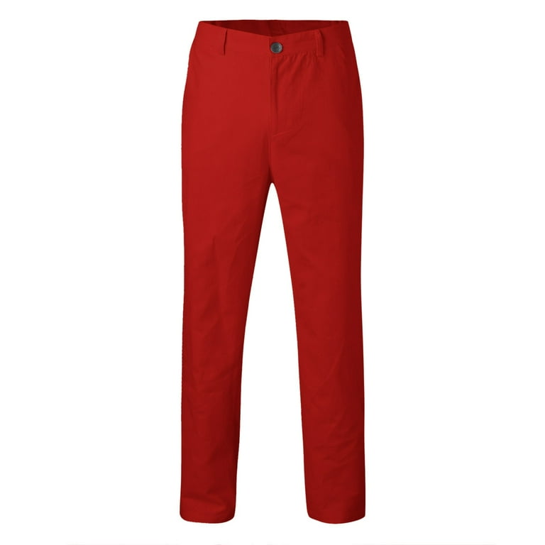 Red Men's Casual Sports Thickened Joggers, Cotton Pocket