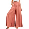 thumbnail image 1 of Pantalones Anchos con Cordón Elásticos con Bolsillo Lateral Cómodos Pantalones Sueltos de Talle Alto para Mujer Mandarina XL, 1 of 6