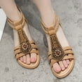 thumbnail image 4 of Sandalias Mujer Playa Bohemio Vintage Con cuentas Cremallera Rhinestone Roman Flats Zapatos Wmkox8yii  FOPL2603, 4 of 7