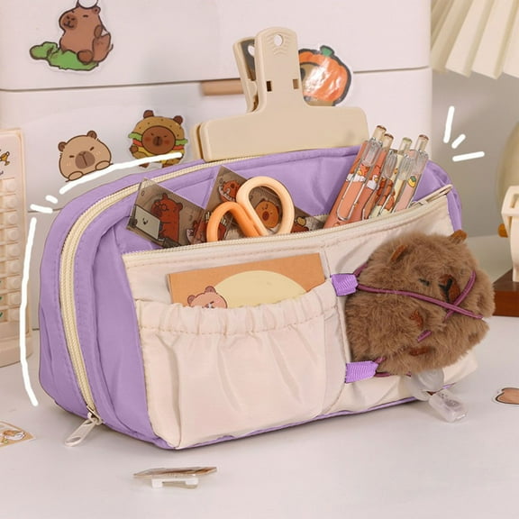 PiGOGI Teacher Gifts Extra Large Pencil Storage Box for Middle S-chool Accessories, Multi-Compartment Zippered Stationery Case for office, S-chool