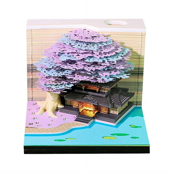 3D Desk Calendar 2026,Tear-Away 3D Paper Art Notepad w LED Lights,Creative 3D Memo Artsy Pad Calendar, DIY Paper Carving Gift
