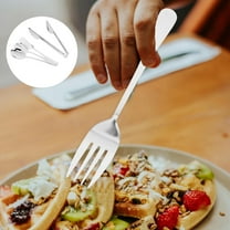 TEHAUX Serving Utensils Set with Fork Spoon for Kitchen Use Stainless Steel Silver 1 Set