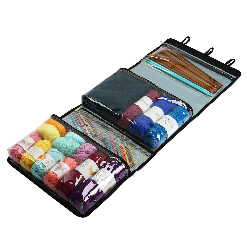 lanema Large Yarn Bag Organizer Unfinished Projects, Crochet Hooks, and Other Supplies