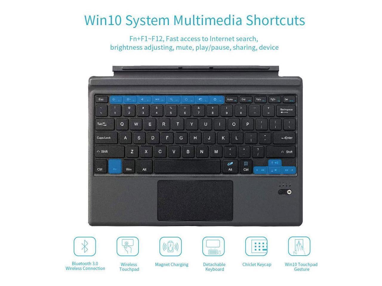 Werleo Ultra-Slim Wireless Bluetooth Keyboard with Trackpad for Surface Pro,Black
