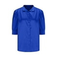thumbnail image 5 of Youyipin Womens Tops Button Down Shirts Short Puff Sleeve Collar Neck Cute Dressy Casual Blouse Summer Tops For Women, 5 of 7