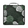 thumbnail image 2 of Dark Green Roses Printed Zipper Binder with Handle&Shoulder Strap 2 inch 3 Ring 500+300 Sheet Capacity File Folder Organizer, 2 of 8