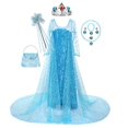 thumbnail image 1 of Disney disfraz de Frozen para niñas, vestido de princesa Elsa con lentejuelas, Reina de la nieve, Halloween, fiesta de cumpleaños, graduación, ropa con capa, 1 of 4