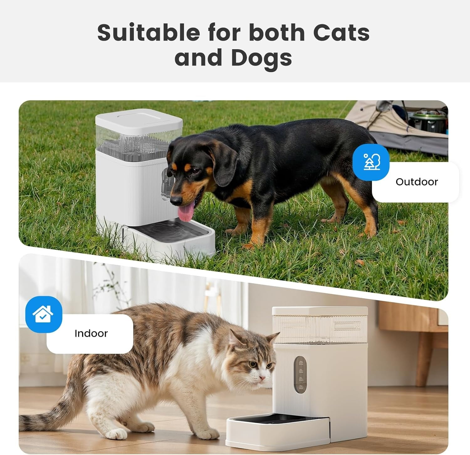 Nomipaw Automatic Dog Water Dispenser Gravity Waterer with Stainless Steel Bowl Water Dispenser 8.5L Large Capacity Water Feeder with Filters for Dogs Cats Pets, BPA-Free Noise-Free (White)