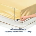 thumbnail image 5 of PiccoCasa Satin Silk Fitted Bed Sheet with 12 inch Deep Luxury Smooth Full Golden Tone, 5 of 6
