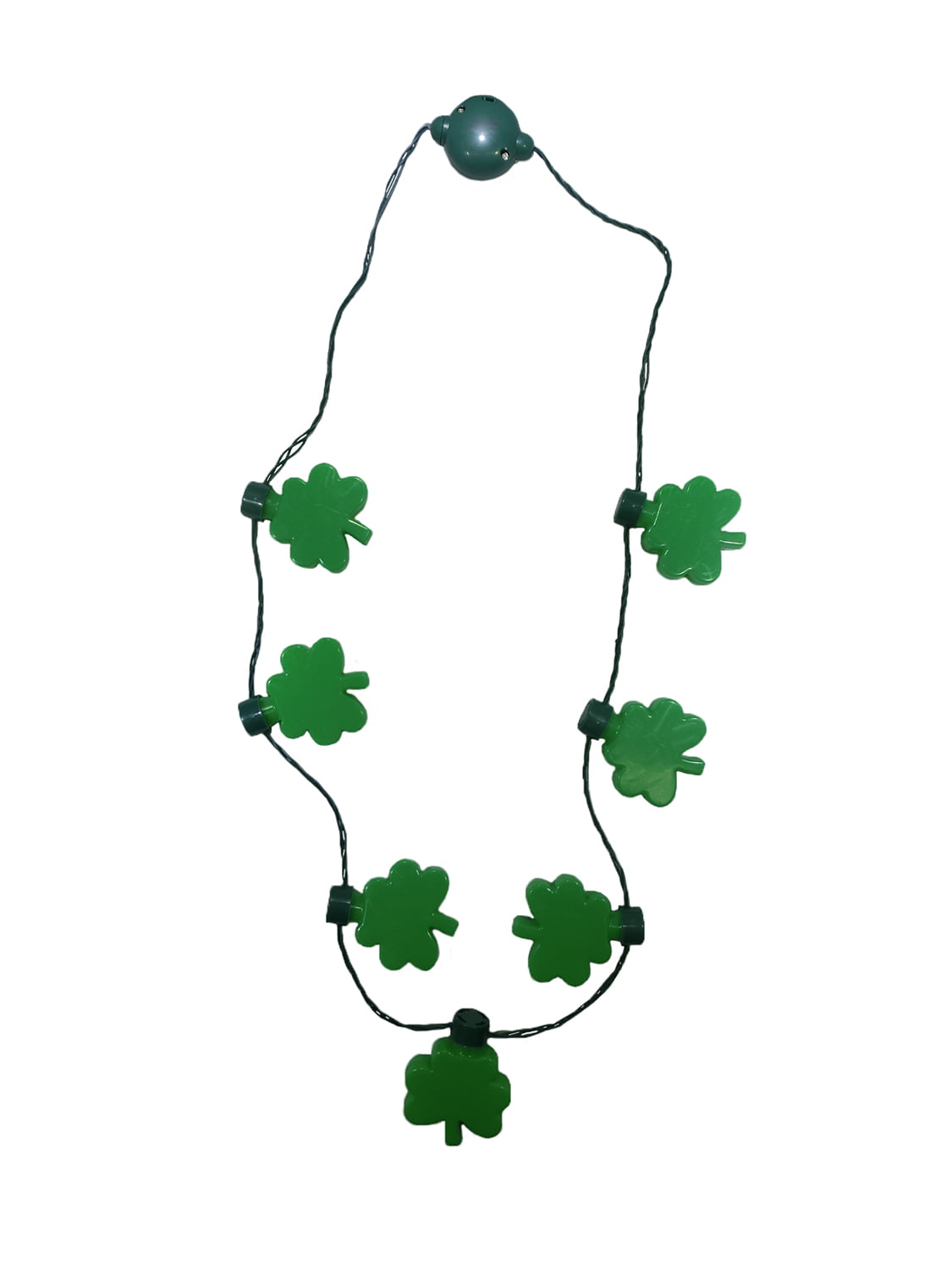 St Patrick's Day Shamrock LED Flashing Bulb Necklace Glow Clover Party Novelty