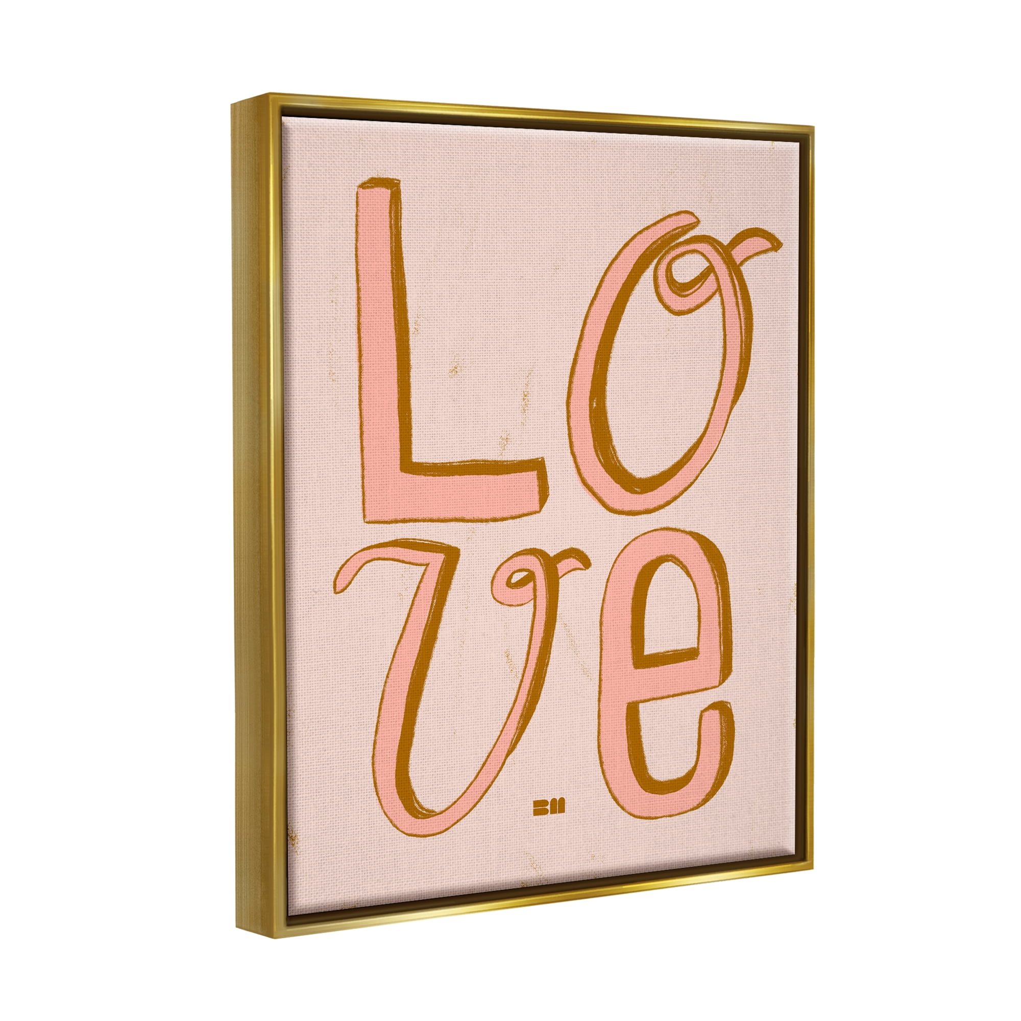 Stupell Industries Boho Love Letters Inspirational Painting Gold Floater Framed Canvas Art Print Wall Art, 25 x 31