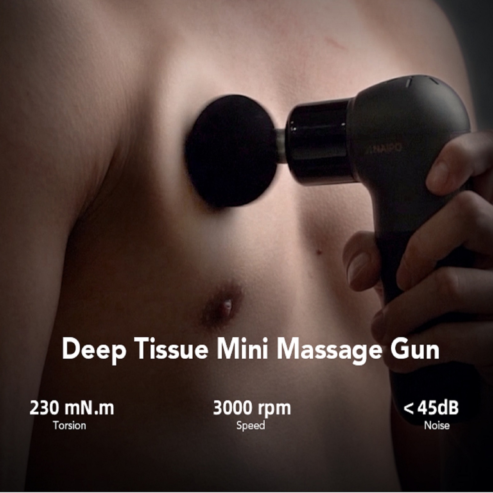 Naipo Mini Massage Gun Deep Tissue Muscle Massager with Ergonomic Handle, USB Charging, Light&Portable - image 4 of 12