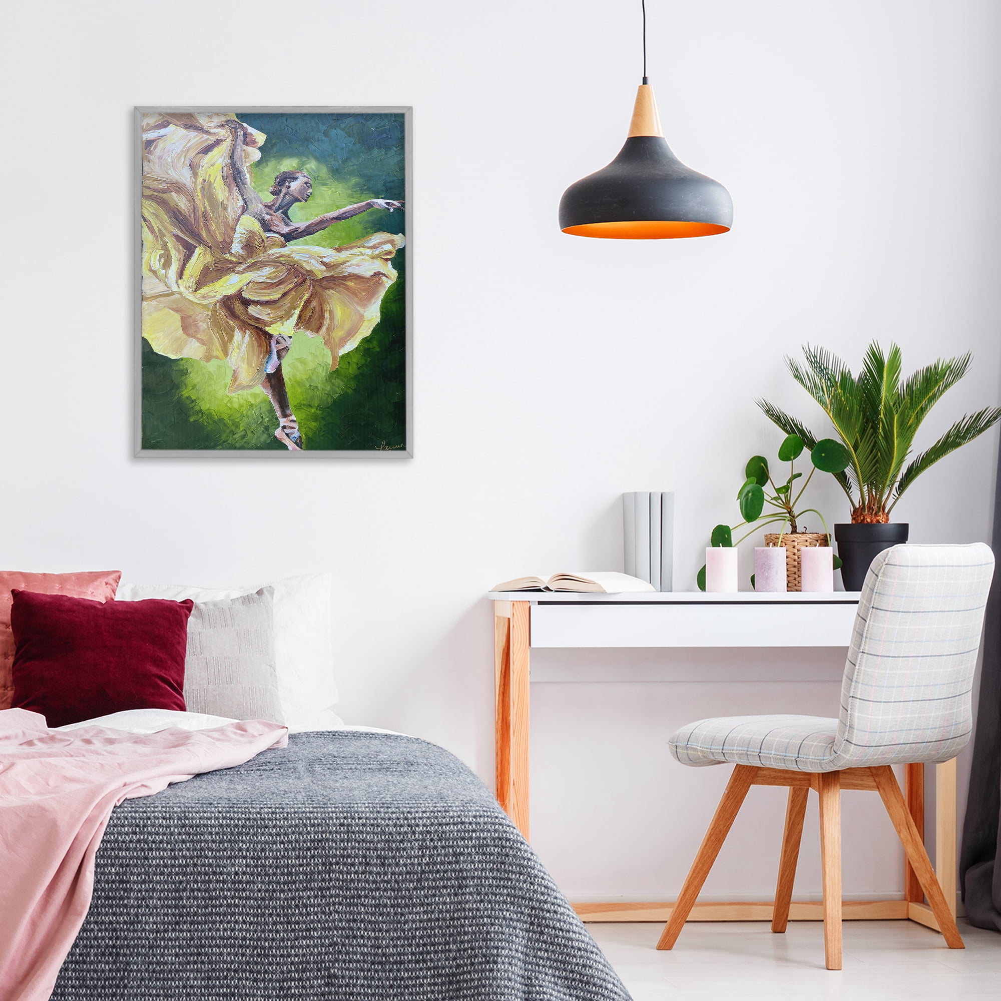 Stupell Industries Primavera Ballet Dancer Gray Framed Giclee Art, design by Lauren Luna